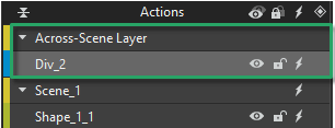 The element shown across scenes will appear on the top layer - the Across-Scene Layer in the Timeline pane.