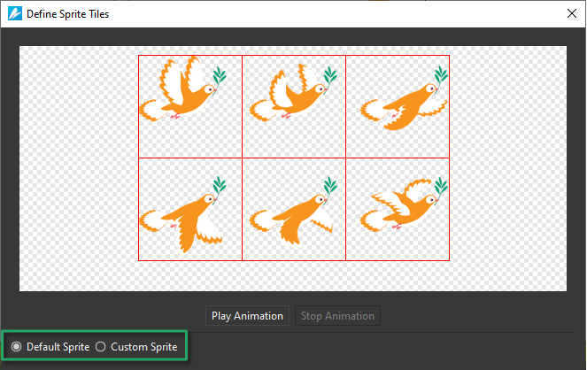 Choose mode for creating sprite sheet animation.