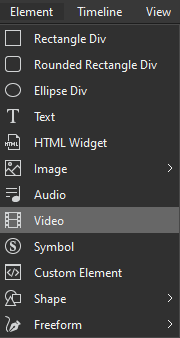 Element menu, select Video