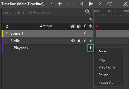 Playback option in the Timeline pane