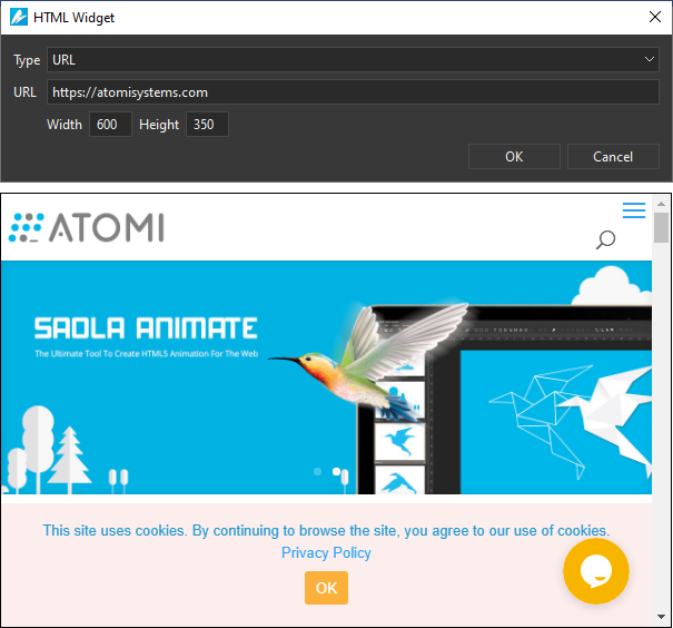 Add HTML Widgets in Saola Animate 3 - Atomi Systems, Inc.