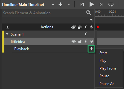 Playback option in the Timeline pane