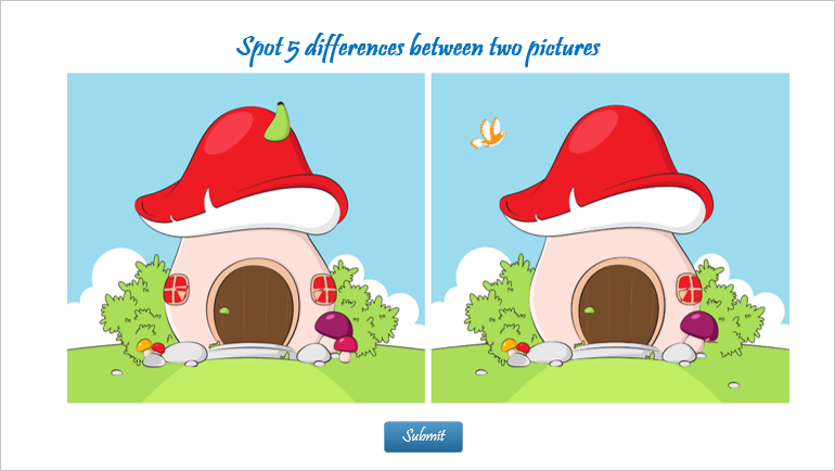 A hotspot question sample of the Spot the Differences game