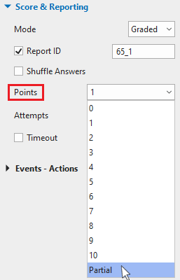 Scoring system, select Partial from the Points drop-down list.