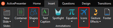Insert Shapes or Icons