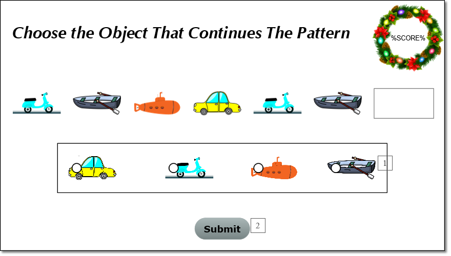 Create Shape Patterns Game Using Multiple Choice Questions