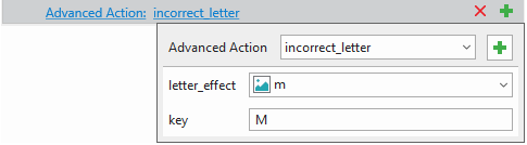 event-actions for incorrect letters