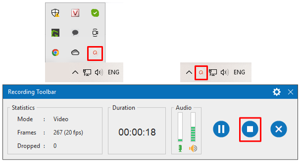 Stop recording screen with audio