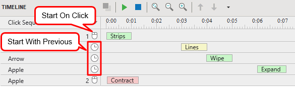 Delay time on Click Sequence timeline