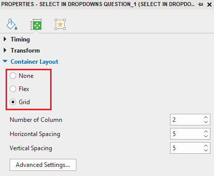 Change select in dropdowns question's layout
