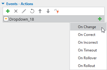 dropdown events and actions