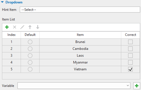 item list of a select in dropdowns question 