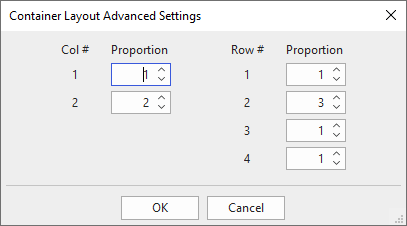 container layout advanced settings
