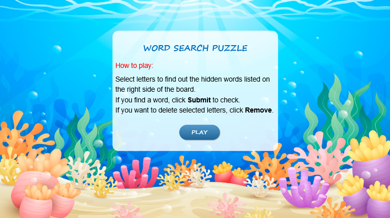 Welcome slide- word search puzzle