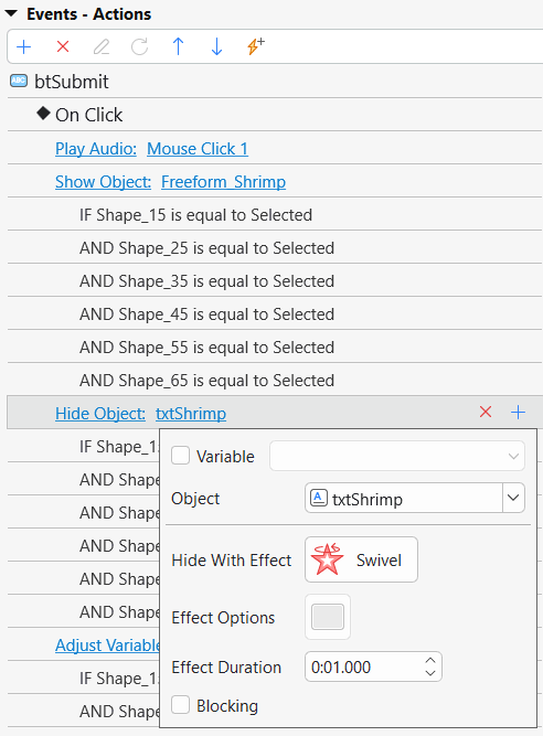 add Hide Object action