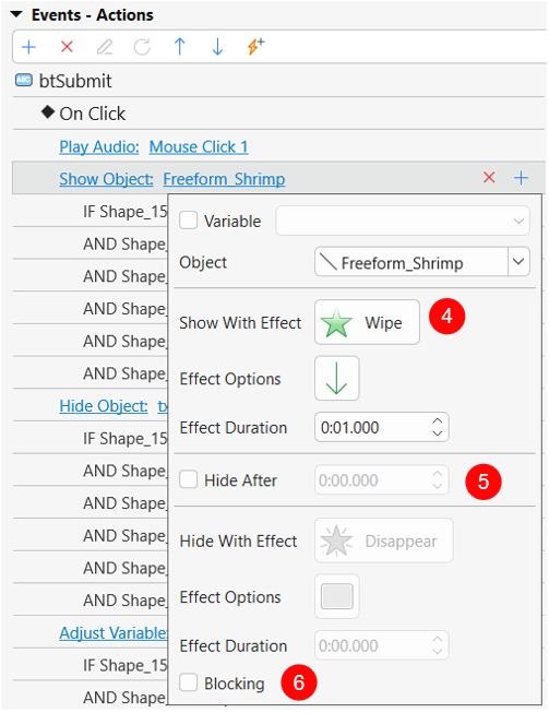 add Show Object action