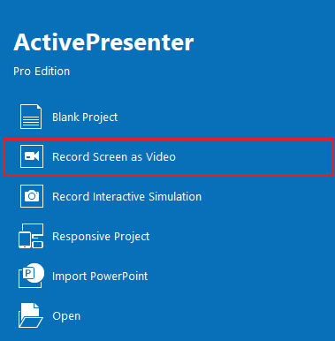 ActivePresenter > Record Screen as Video