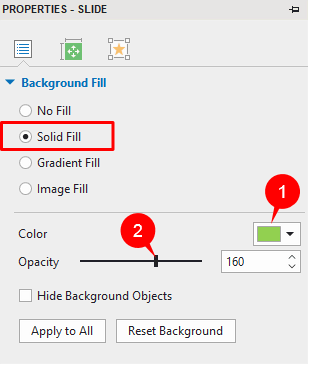 Change slide background using Background Fill > Solid Fill.