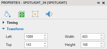 Change spotlight position and size