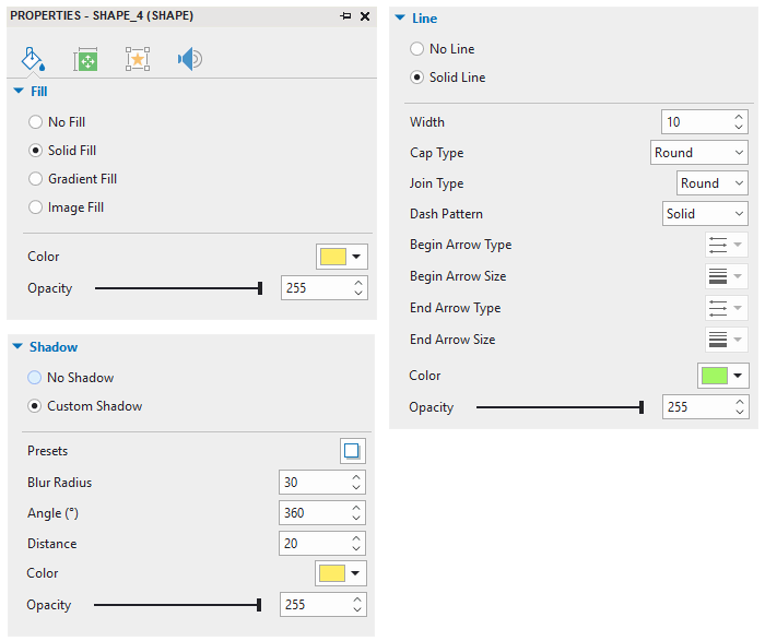 Customize shape styles in the Properties pane