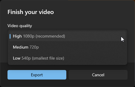 Export resized video