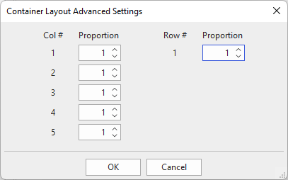 Container layout advanced settings