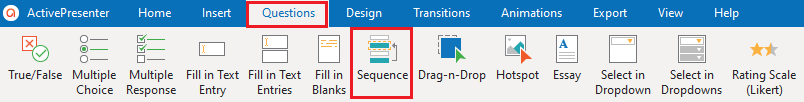 Questions tab > Sequence.