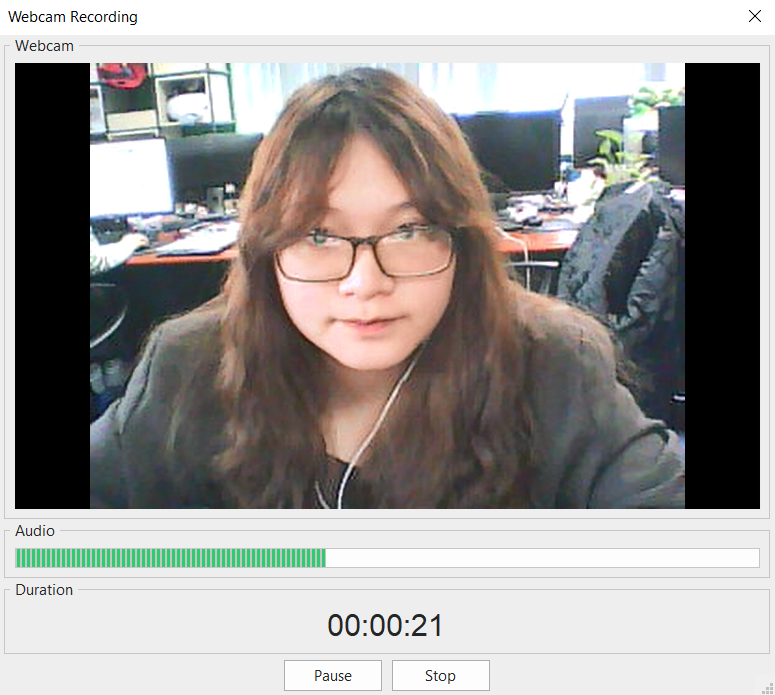 recording webcam only in the editor