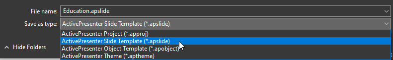 save project as slide template