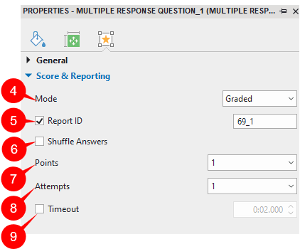 Set score and reporting for multiple response questions