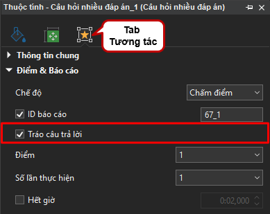 thuộc tính tráo câu trả lời