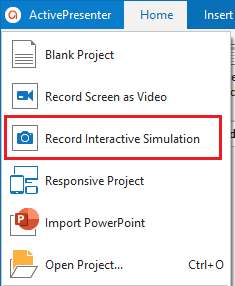 ActivePresenter > Record Interactive Simulation