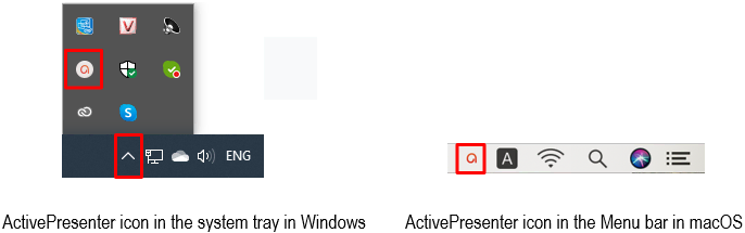 ActivePresenter icon in system tray or taskbar