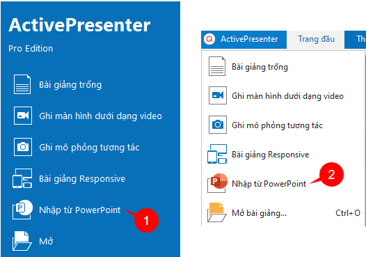 Nhập powerpoint vào ActivePresenter