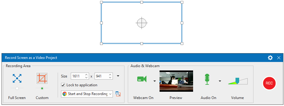 Recording dialog and capture area