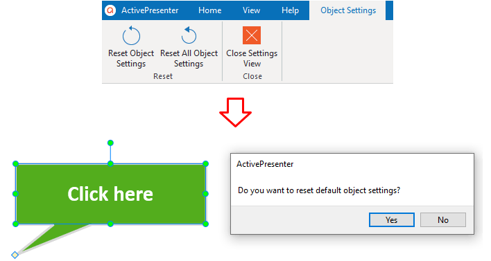 Reset Default Object Settings