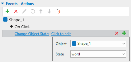 Add change object state action in Properties pane
