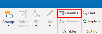 Insert variable from the Home tab