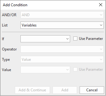 add condition to action in advanced actions dialog