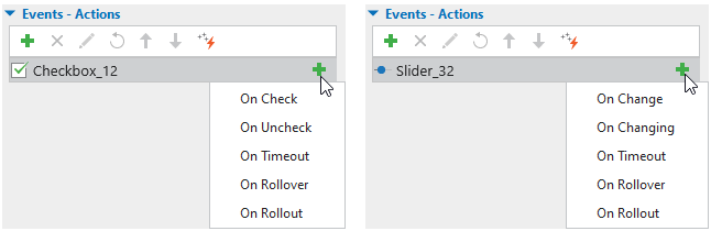 events in interaction objects