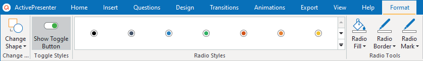 Format radio buttons
