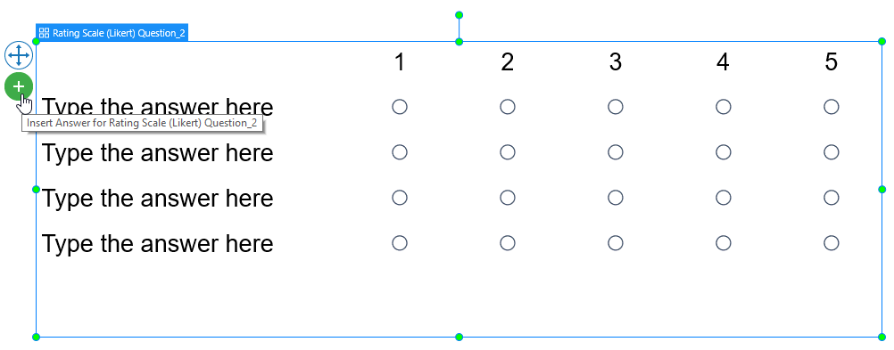 Add more answer labels to the Rating scale question for the Likert scale survey