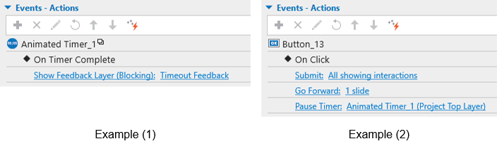 Events – Actions examples