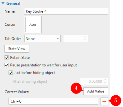 Set Correct Values for Key Stroke Objects