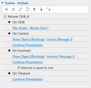 Add events - actions to mouse click objects