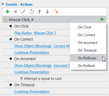 Add events - actions 