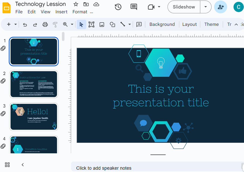 technology lessions Google Slides template
