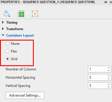 Change the container layout