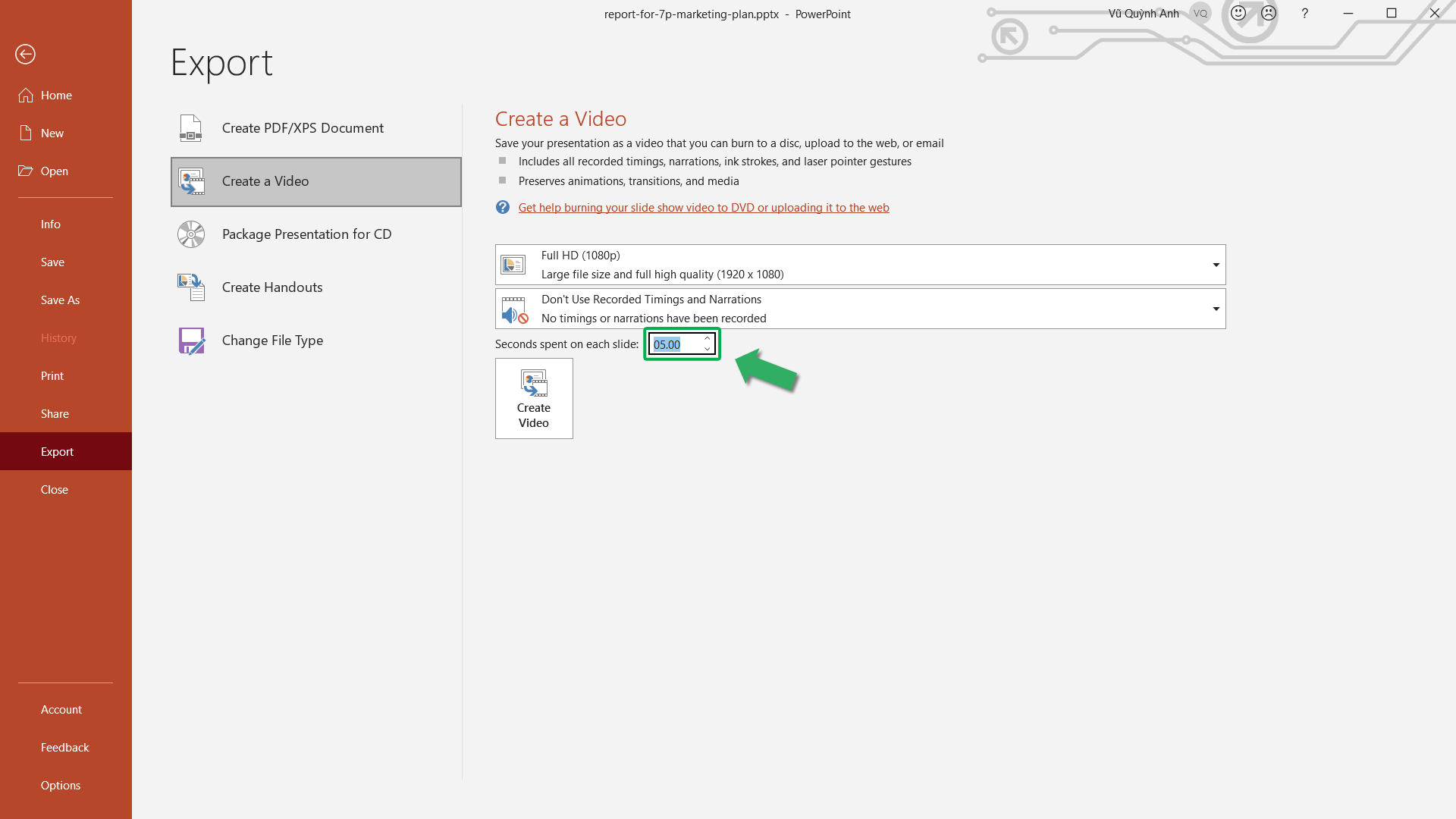 fill number of slide display before convert PPT to MP4