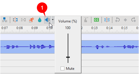 adjust volume button for audio in the timeline pane